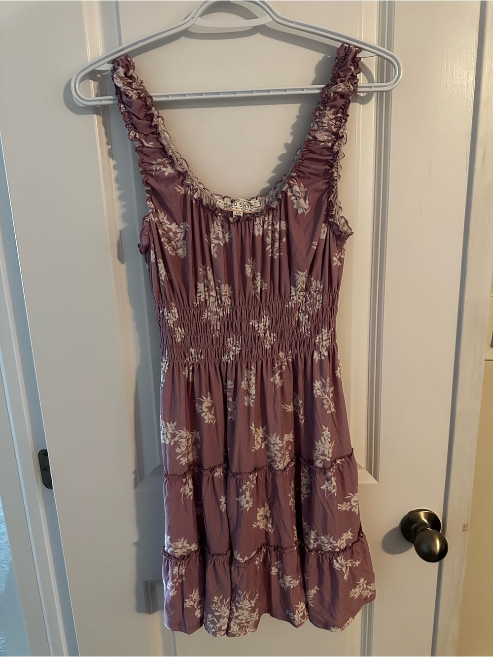 Floral Tiered Ruffle Sundress in Mauve Pink